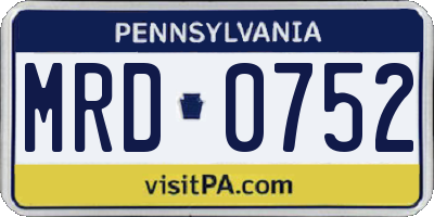 PA license plate MRD0752