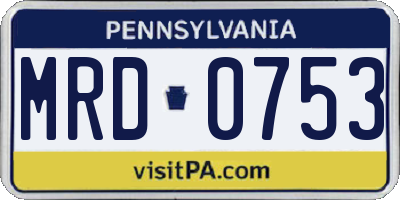 PA license plate MRD0753