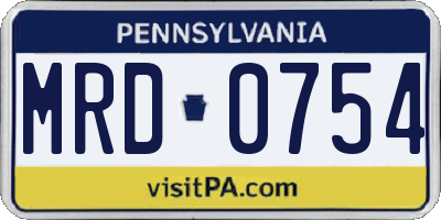 PA license plate MRD0754