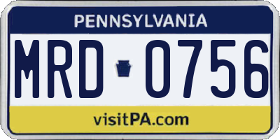 PA license plate MRD0756