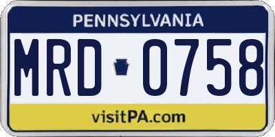 PA license plate MRD0758