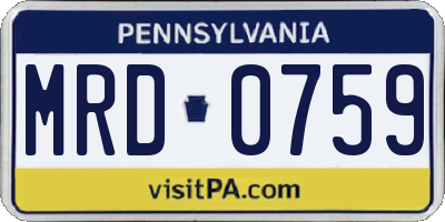 PA license plate MRD0759