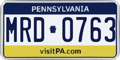 PA license plate MRD0763