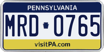 PA license plate MRD0765