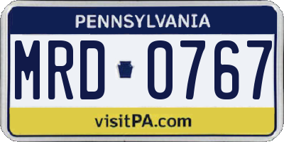 PA license plate MRD0767