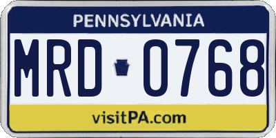 PA license plate MRD0768