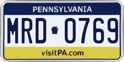 PA license plate MRD0769