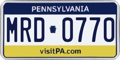 PA license plate MRD0770