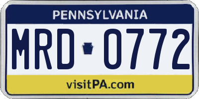 PA license plate MRD0772