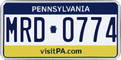 PA license plate MRD0774
