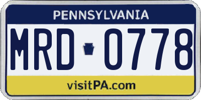 PA license plate MRD0778