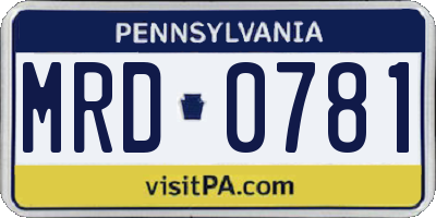 PA license plate MRD0781