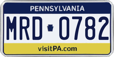 PA license plate MRD0782