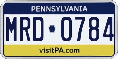 PA license plate MRD0784