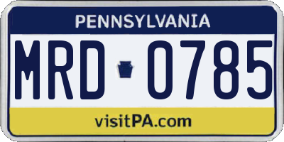 PA license plate MRD0785