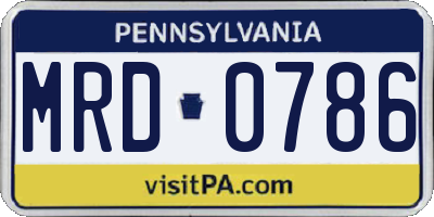 PA license plate MRD0786