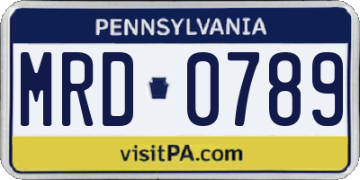 PA license plate MRD0789