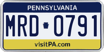 PA license plate MRD0791