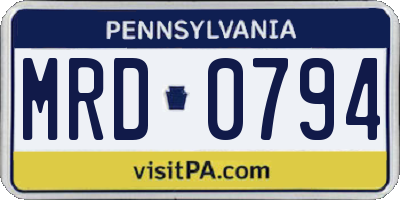 PA license plate MRD0794
