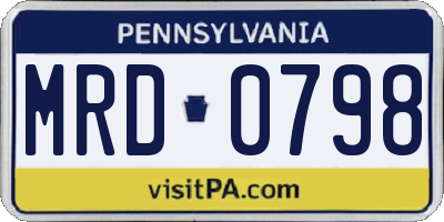 PA license plate MRD0798