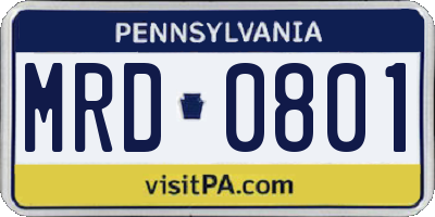 PA license plate MRD0801