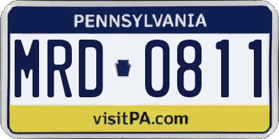 PA license plate MRD0811