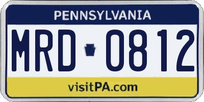 PA license plate MRD0812