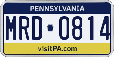 PA license plate MRD0814