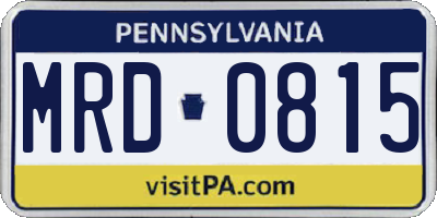 PA license plate MRD0815