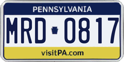 PA license plate MRD0817