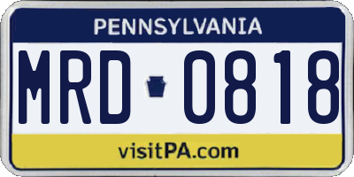 PA license plate MRD0818