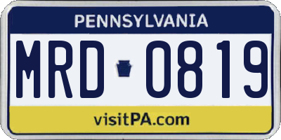 PA license plate MRD0819