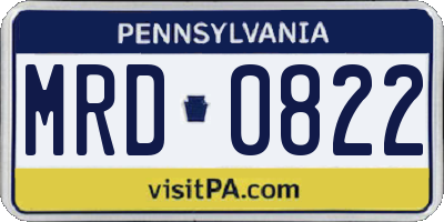 PA license plate MRD0822
