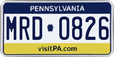 PA license plate MRD0826