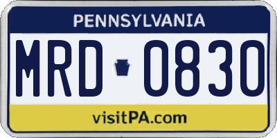 PA license plate MRD0830