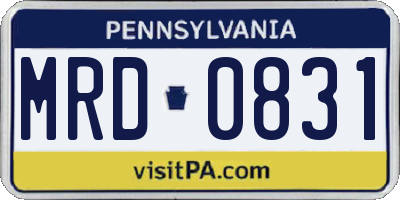 PA license plate MRD0831