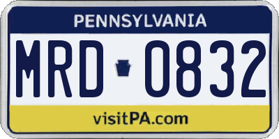 PA license plate MRD0832