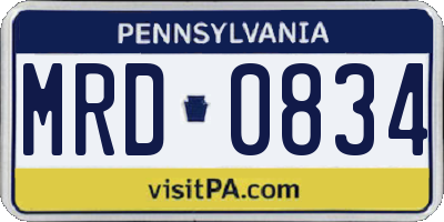 PA license plate MRD0834