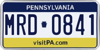 PA license plate MRD0841