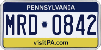 PA license plate MRD0842