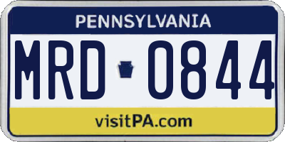 PA license plate MRD0844