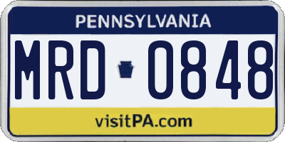 PA license plate MRD0848