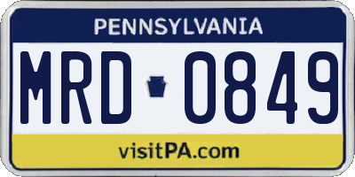 PA license plate MRD0849