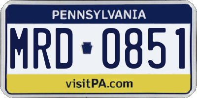 PA license plate MRD0851