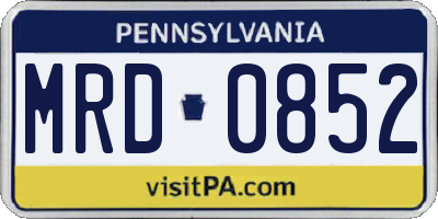 PA license plate MRD0852