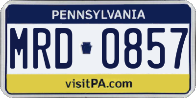 PA license plate MRD0857