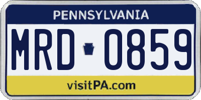 PA license plate MRD0859