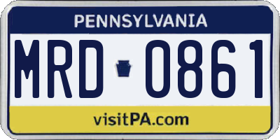 PA license plate MRD0861