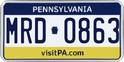 PA license plate MRD0863