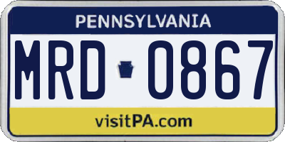 PA license plate MRD0867